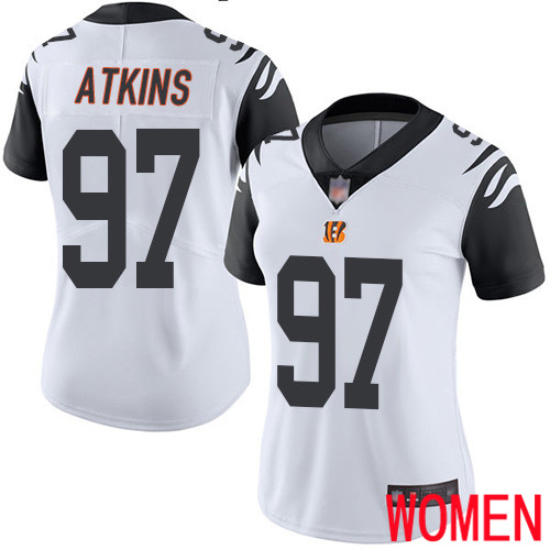 Cincinnati Bengals Limited White Women Geno Atkins Jersey NFL Footballl #97 Rush Vapor Untouchable->women nfl jersey->Women Jersey